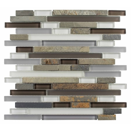 Andova Tiles Wright-Scape Straight Edge Glass & Slate Brick Joint Mosaic Wall & Floor Tile Andova Tiles